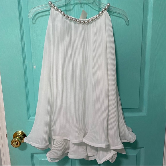 Vivid Tops - White pearls White flowy blouse brand new
